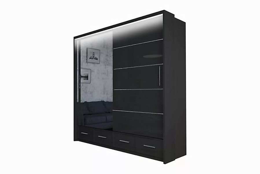 MOEBLO Kleiderschrank Cylia (Schwebetüren, grau/schwarz/weiß Schwebetürensc günstig online kaufen