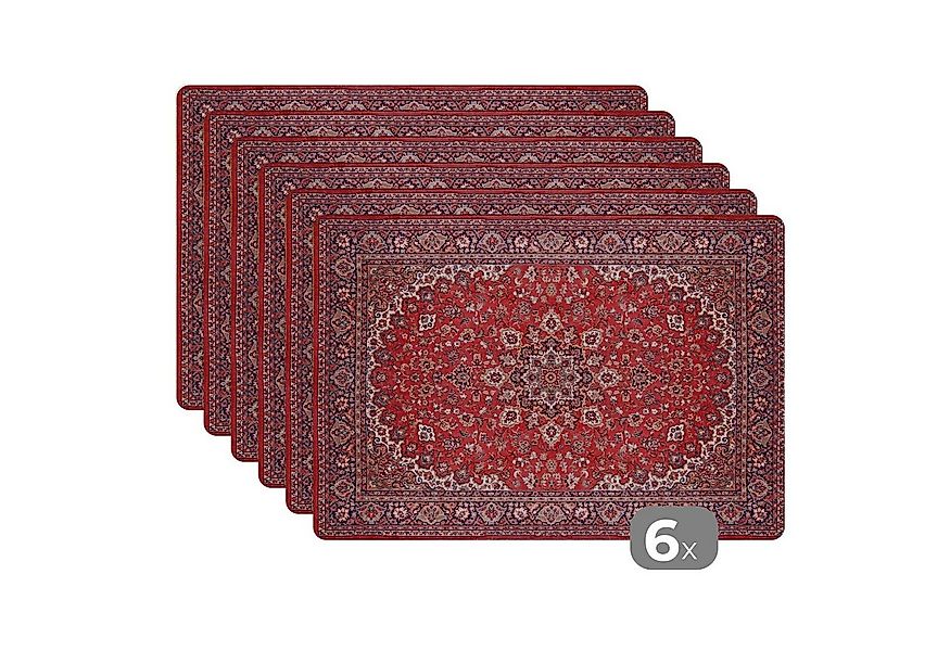 MuchoWow Platzset Teppich - Perserteppich - Rot, (6-St), Platzsets, Tischse günstig online kaufen