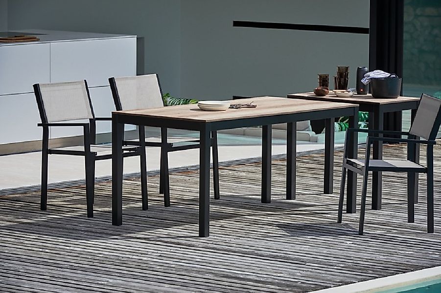 Outdoor Tisch Quadrat Hpl-Schichtstoff holzoptik / weiß 180x90 günstig online kaufen