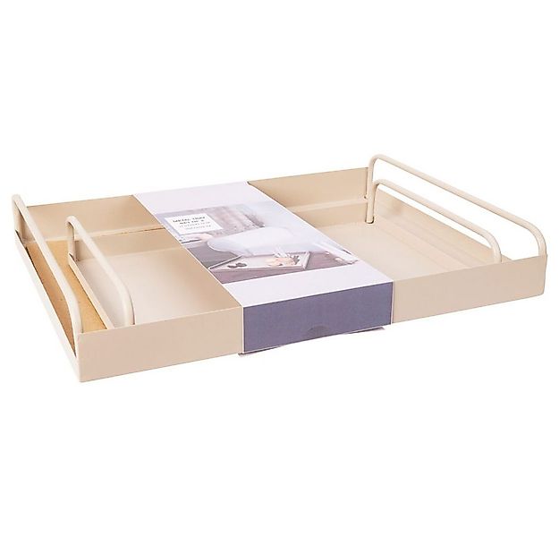 Koopmann Dekoteller Tablett 2-er Set - sandfarben - Metall (2 St) günstig online kaufen