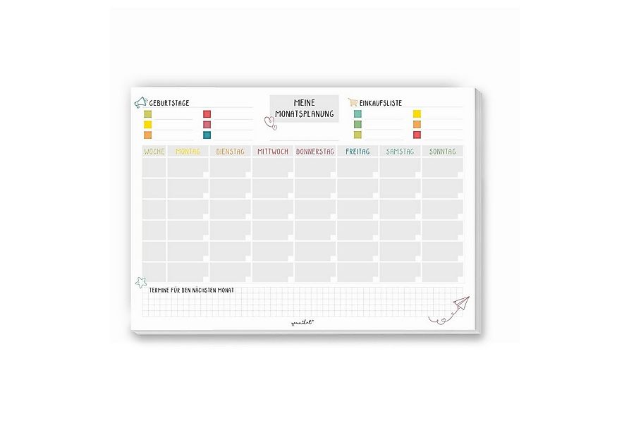 Timr Platzset Monatsplaner bunt undatiert I DIN A4 Block zum Abreißen I 50 günstig online kaufen