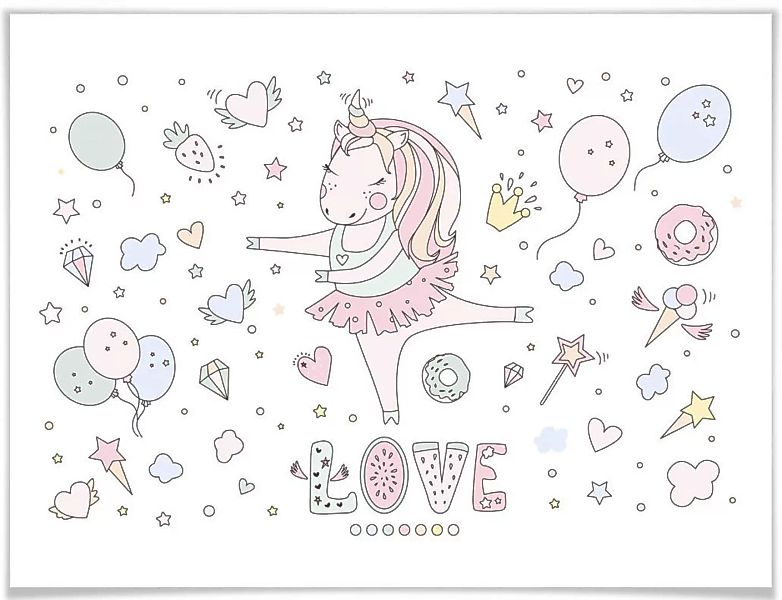 Wall-Art Poster "Ballerina Einhorn Kinder Party", Kinder, (1 St.) günstig online kaufen