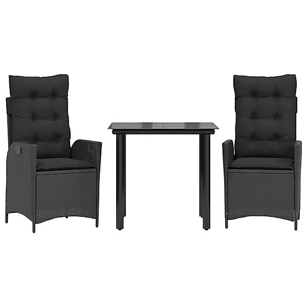 vidaXL 3-Tlg Garten-Essgruppe mit Kissen Schwarz Poly Rattan 3213184 günstig online kaufen