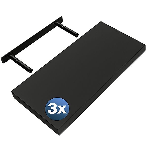 Wandregal Schweberegal 50cm 3er-Set Schwarz + Halterung günstig online kaufen