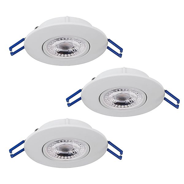 EGLO LED 3er-Set Einbauleuchten ZUJAR Weiß Ø 90mm 3x3,4Watt 3000K günstig online kaufen