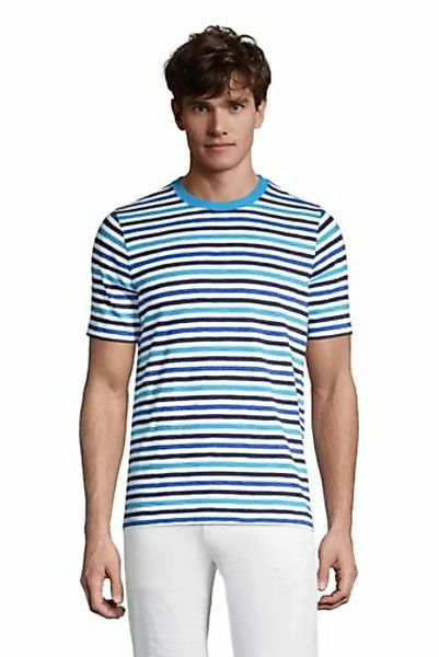 Kurzarm-Shirt aus Slub-Jersey, Classic Fit, Herren, Größe: M Normal, Blau, günstig online kaufen