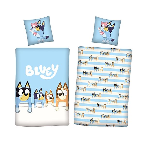 Familando Kinderbettwäsche Bluey "Family" 135x200 80x80 günstig online kaufen