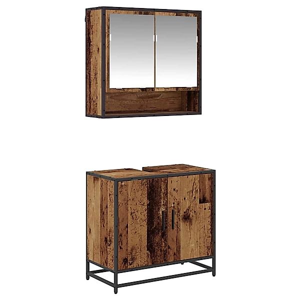 vidaXL Badezimmermöbel-Set mit Regal 2-Tlg Altholz Holzwerkstoff 3402345 günstig online kaufen
