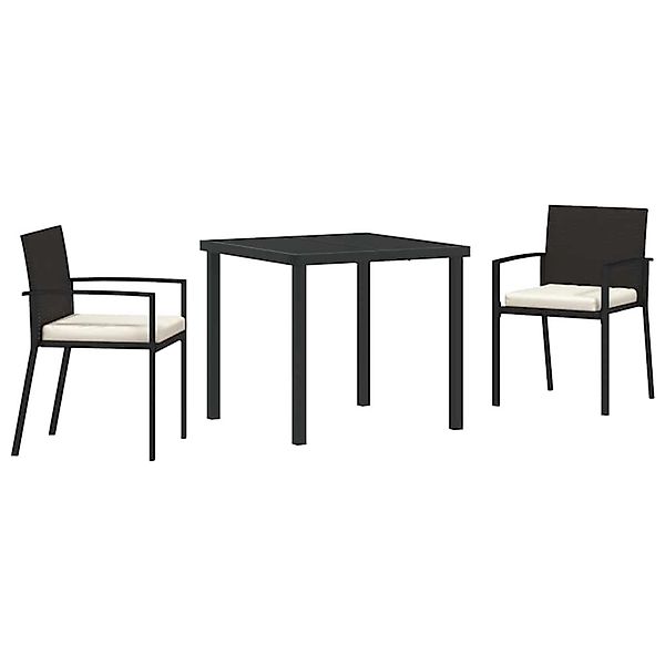 vidaXL 3-Teiliges Garten-Essgruppe Schwarz Poly Rattan 3379233 günstig online kaufen