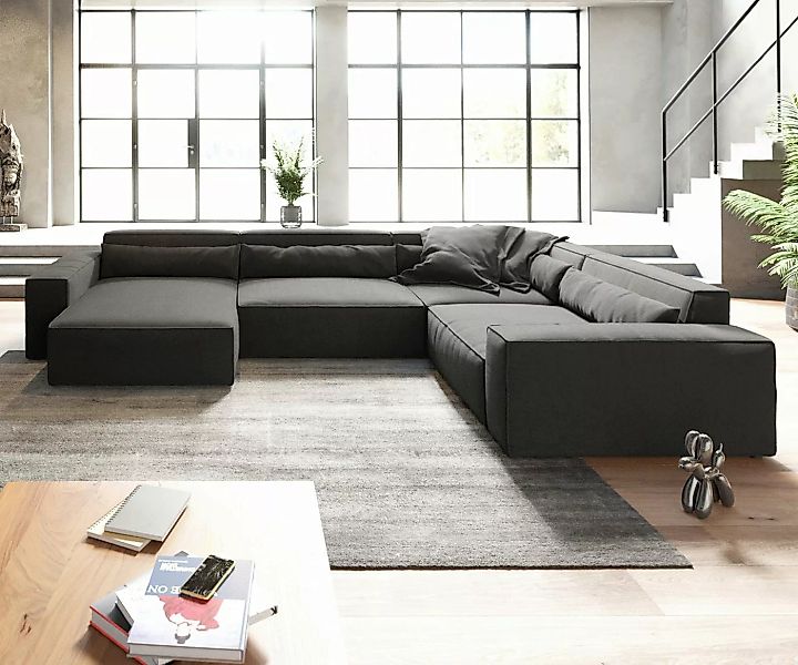 DELIFE Big-Sofa Sirpio, XL Plüschcord Beige 360x260 cm Recamiere variabel günstig online kaufen