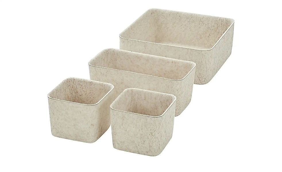 HOME STORY Filzkörbe  4er Set   ¦ beige ¦ Filz ¦ Maße (cm): B: 25 H: 10 T: günstig online kaufen