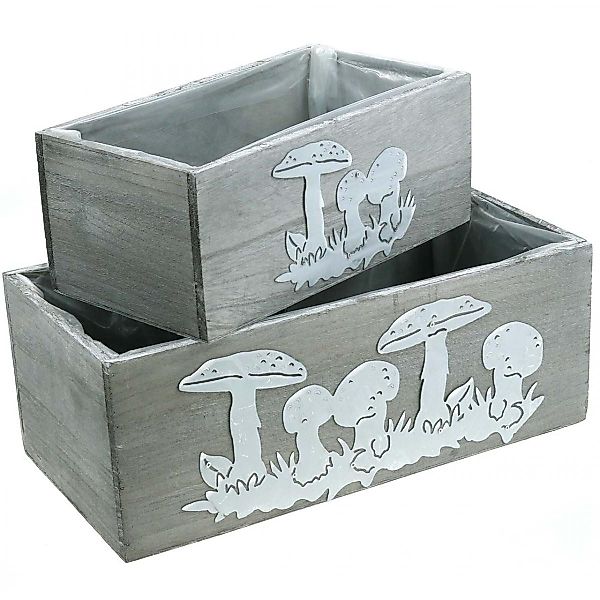 Viana Streudeko Fliegenpilz Holzkasten-Set Herbstdeko Gartendeko günstig online kaufen