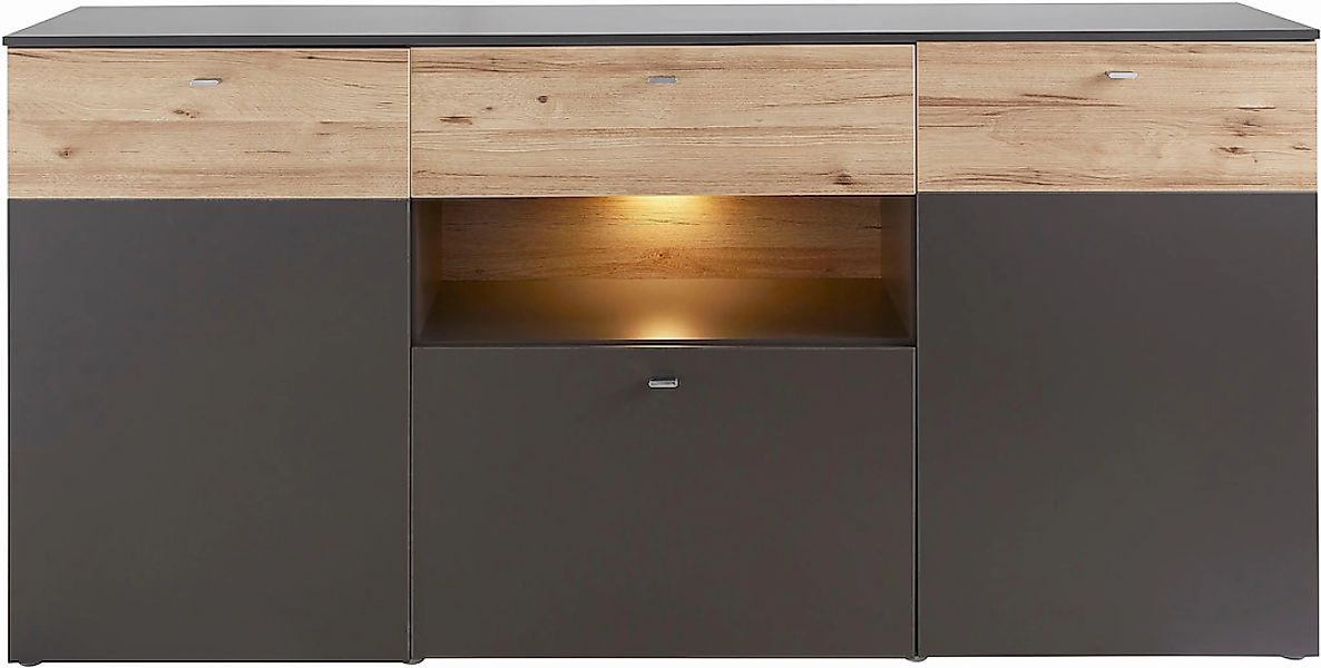 FORTE "Como" Kommode, Stauraumschrank, LED Beleuchtung, Soft Close, Staurau günstig online kaufen