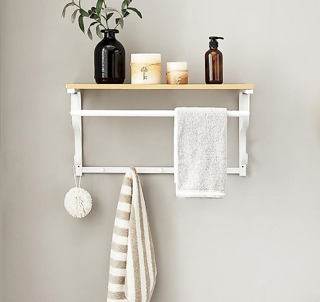 VASAGLE Wandgarderobe, Wandregal mit 5 Haken, 60 x 30 x 31,7 cm (L x B x H) günstig online kaufen