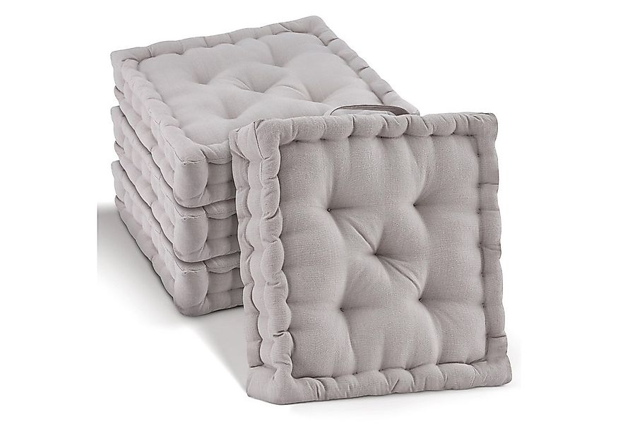 Beautissu Stuhlkissen 4er Set Bodenkissen Sitzkissen Mila, 40x40cm, Taupe, günstig online kaufen