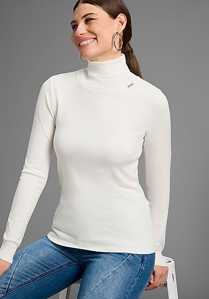 Bruno Banani Rollkragenpullover mit Metalllogo günstig online kaufen