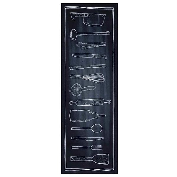 vidaXL Fußmatte Küchen Teppich Toile-de-Jouy Schwarz günstig online kaufen