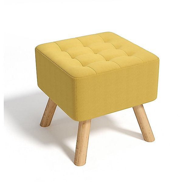 LIVINGANDHOME Sitzhocker Quadratischer Polsterhocker mit Eichenholzbeine, a günstig online kaufen