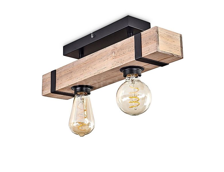 hofstein Deckenleuchte moderne Deckenlampe aus Metall/Holz in Schwarz/Natur günstig online kaufen