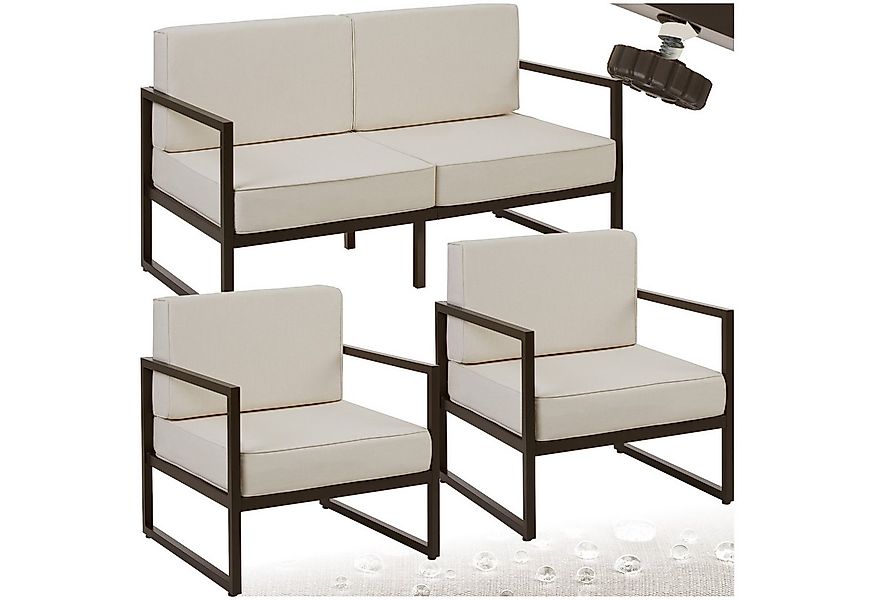 tectake Essgruppe Garten-Loungeset, (Set., 3-tlg), Pulverbeschichtete Stahl günstig online kaufen