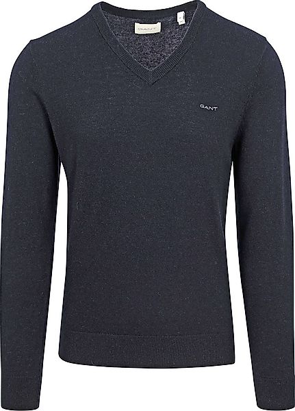 Gant Lammwolle Pullover Blau-Melange - Größe M günstig online kaufen