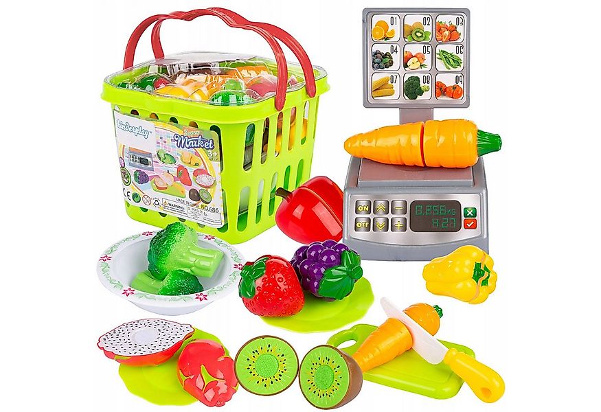 kinderplay Kaufladen Kinder Einkaufskorb Set – Lernspielzeug mit Obst – Spi günstig online kaufen