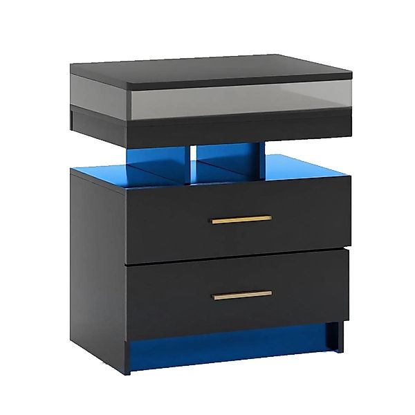 Costway Nachttisch mit Led-Beleuchtung 50 x 40 x 58 cm Schwarz günstig online kaufen