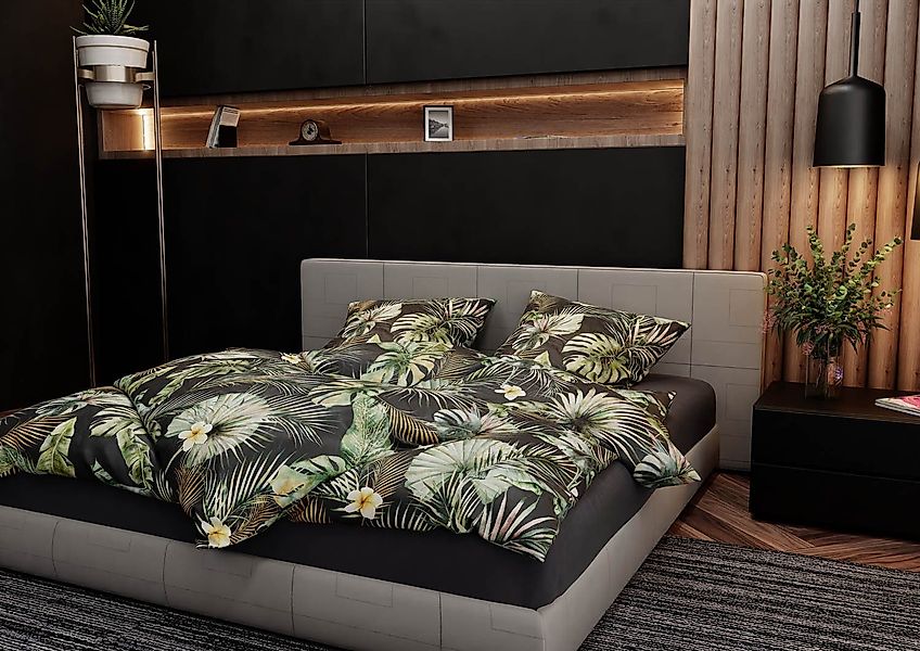 BETTWAESCHE-MIT-STIL Bettwäsche Mako Satin Bettwäsche Blätter günstig online kaufen