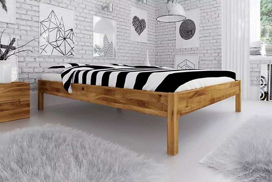 Natur24 Einzelbett Bett Bento 1 Sonderlänge 140x190 Wildeiche ohne Kopfteil günstig online kaufen