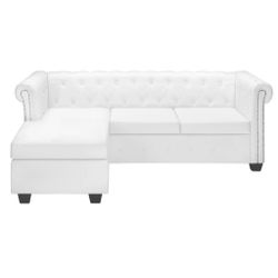 vidaXL Sofa Chesterfield-Sofa L-Form Kunstleder Weiß günstig online kaufen
