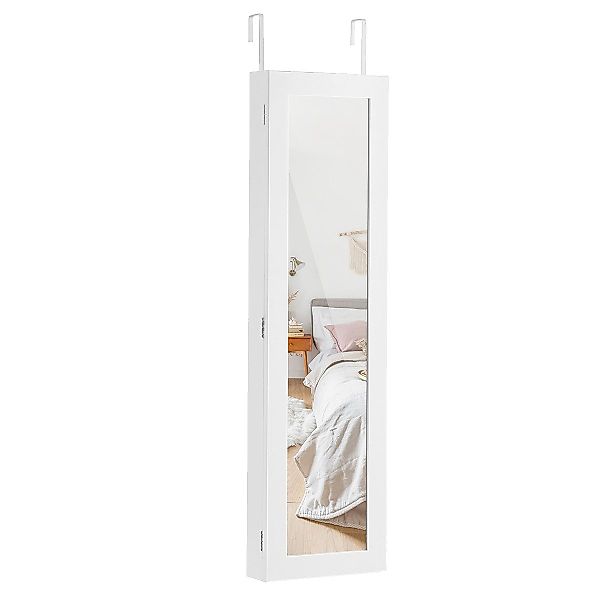 COSTWAY Schmuckschrank hängend, Wandspiegel Holz, Spiegelschrank günstig online kaufen