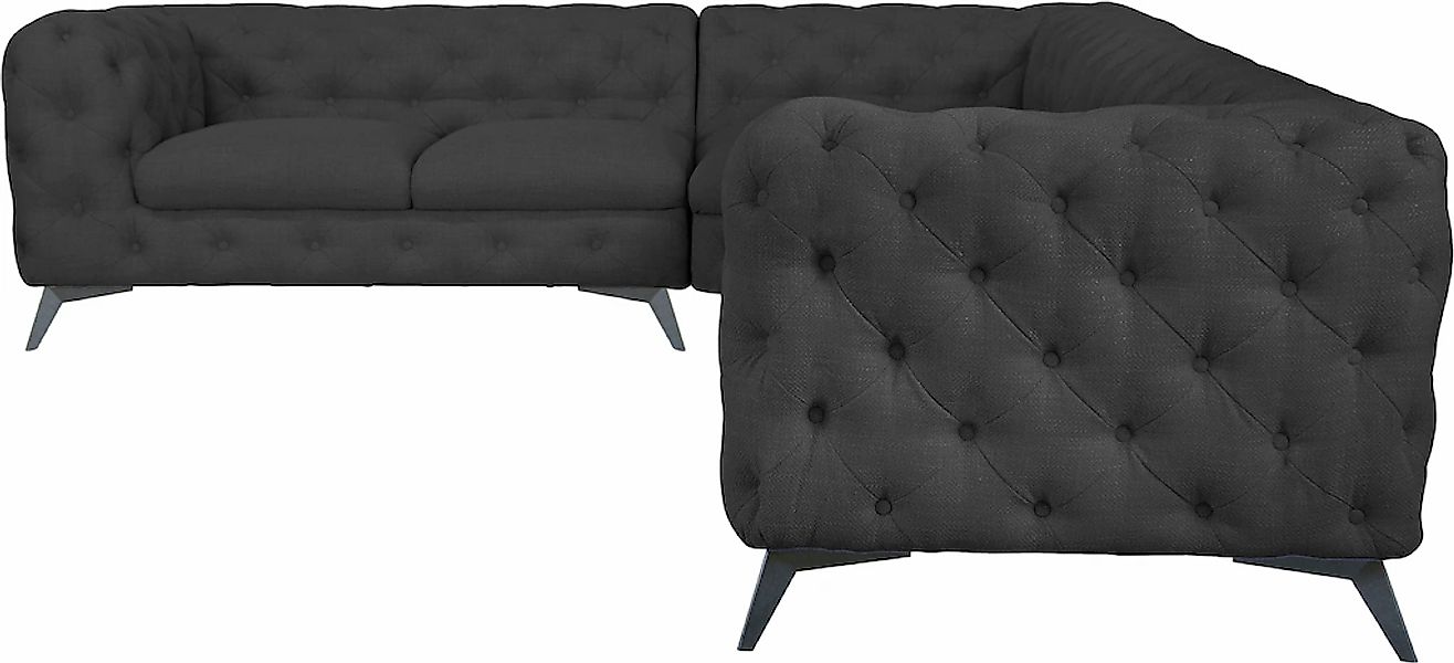 Leonique Chesterfield-Sofa "Ecksofa GLYNIS L-Form mit Wellenunterfederung, günstig online kaufen