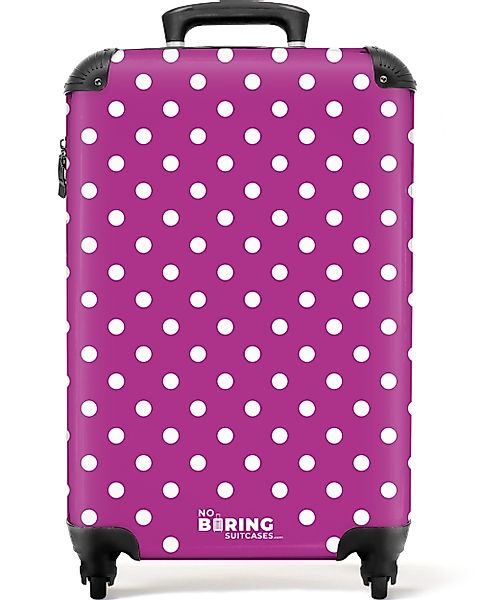 NoBoringSuitcases.com© Hartschalen-Trolley Weiße Punkte auf lila günstig online kaufen