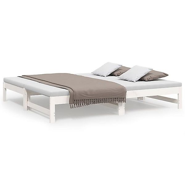 vidaXL Bett, Tagesbett Ausziehbar Weiß 2x(90x190) cm Massivholz Kiefer günstig online kaufen