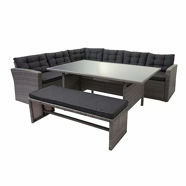 MCW Poly-Rattan-Garnitur A29 Grau Kissen Grau mit Bank günstig online kaufen