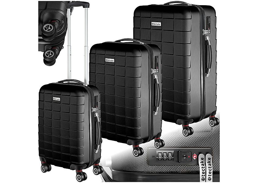 tectake Trolley Hartschalenkoffer-Set, 4 Rollen, 3-teilig, aus robustem ABS günstig online kaufen