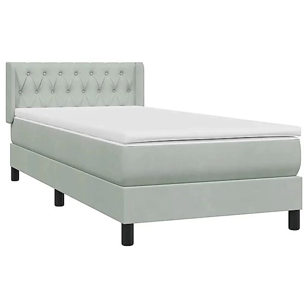vidaXL Boxspringbett mit Matratze Hellgrau 90x220 cm Samt 3318393 günstig online kaufen
