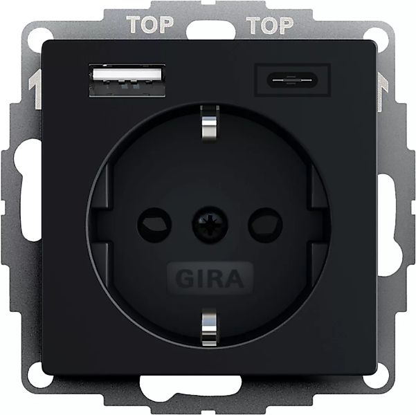 Gira Steckdose+USB Schwarz 2459005 günstig online kaufen