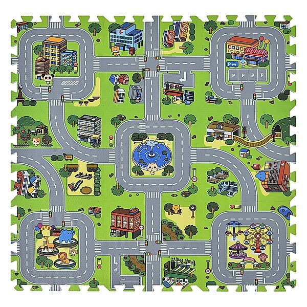 Juskys Kinder Puzzlematte Jascha 9-teilig Straßen günstig online kaufen