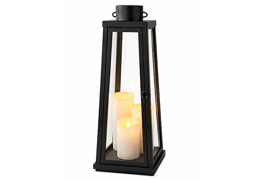 BURI Kugelleuchte LED Laterne 3 LEDs Timer 60cm Schwarz Metall Kerzenhalter günstig online kaufen