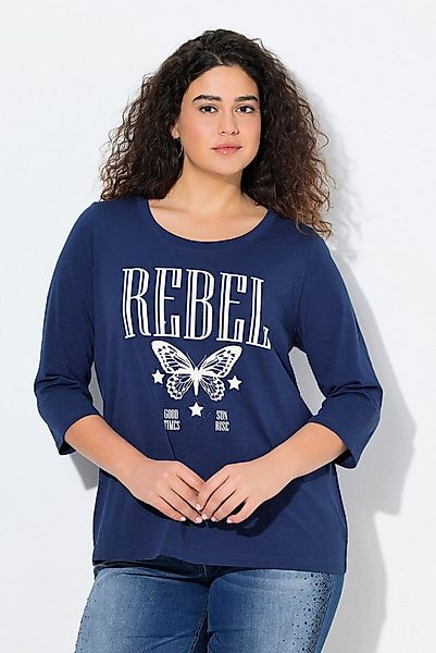 Ulla Popken T-Shirt Shirt Ziersteine Classic Rundhals 3/4-Arm günstig online kaufen