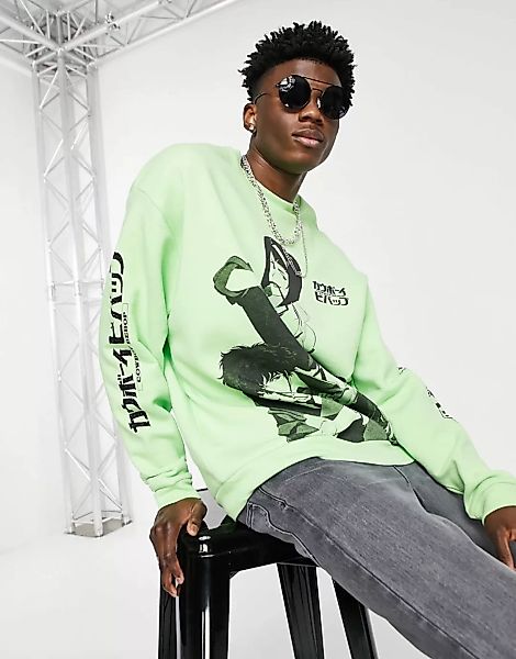 ASOS DESIGN – Cowboy Bebop – Grünes Sweatshirt günstig online kaufen