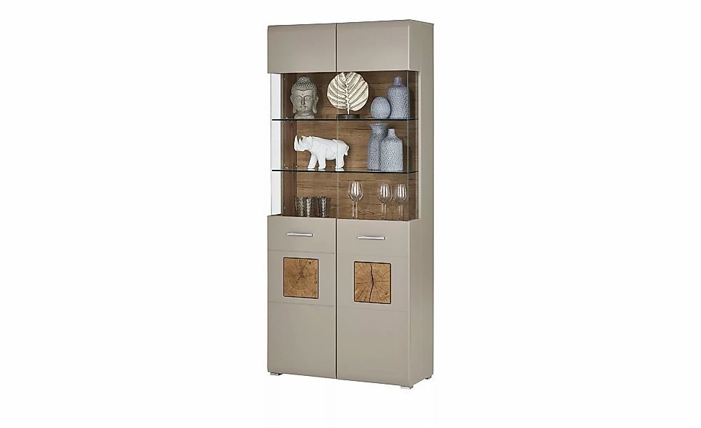 Vitrine mit Beleuchtung Cortina ¦ grau ¦ Maße (cm): B: 90 H: 205 T: 42.0 Sc günstig online kaufen
