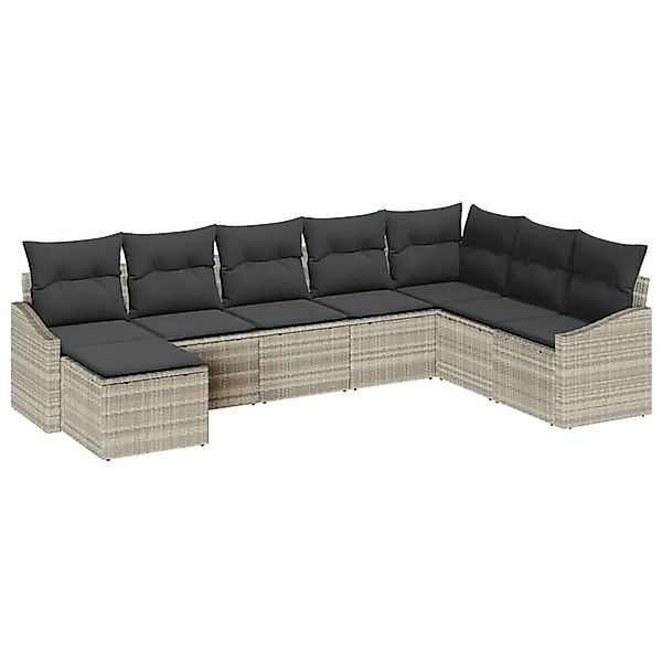 vidaXL Gartensofa-set mit Kissen 8-Tlg Hellgrau Poly-Rattan 3355511 günstig online kaufen