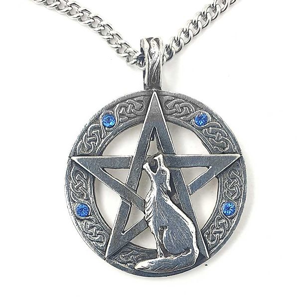 HOPLO Kettenanhänger Heulender Wolf Pentagramm Amulett günstig online kaufen