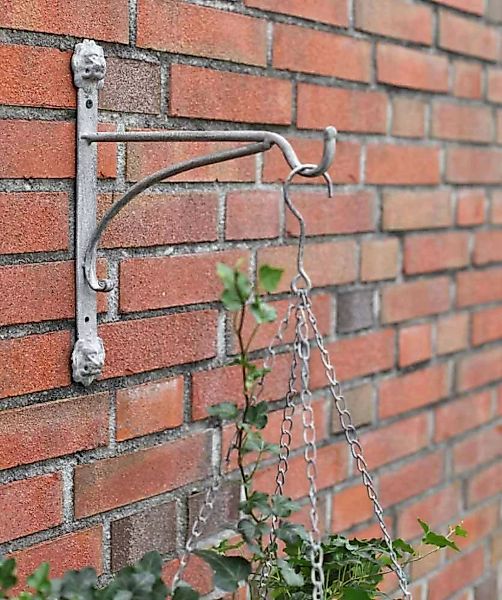 Wandhalterung für Blumenampel Löwenkopf Wandhaken Blumentopf Grau Patiniert günstig online kaufen