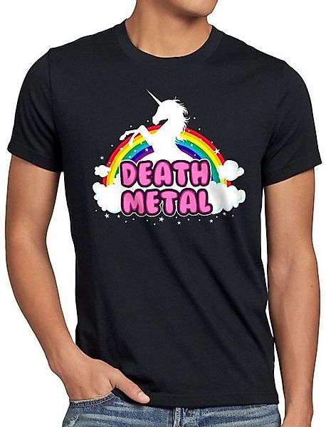 style3 T-Shirt Death Metal Einhorn heavy musik disko regenbogen rock on kon günstig online kaufen