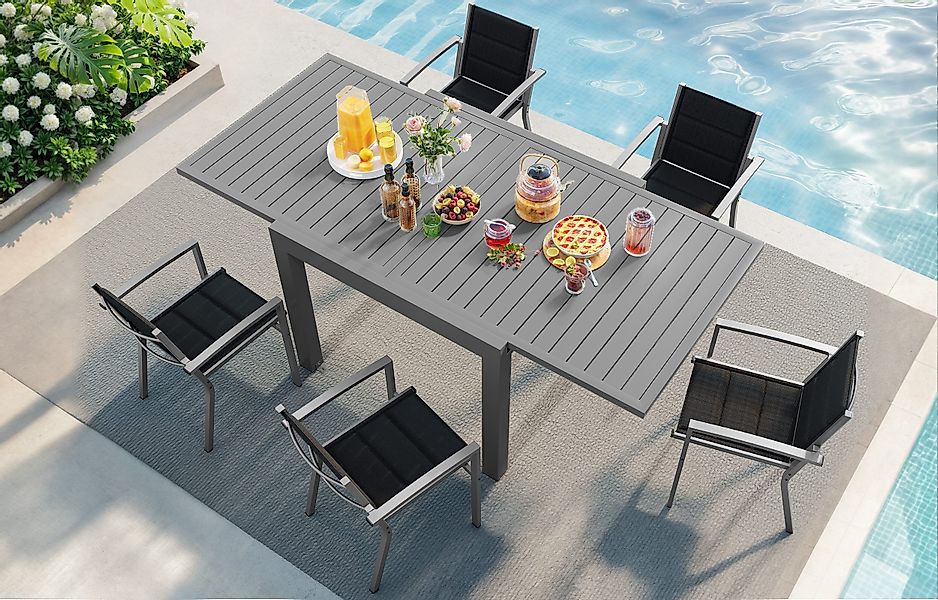 HOMALL Gartentisch Gartenanbautisch 80/160 cm,ausziehbarer Aluminiumtisch günstig online kaufen