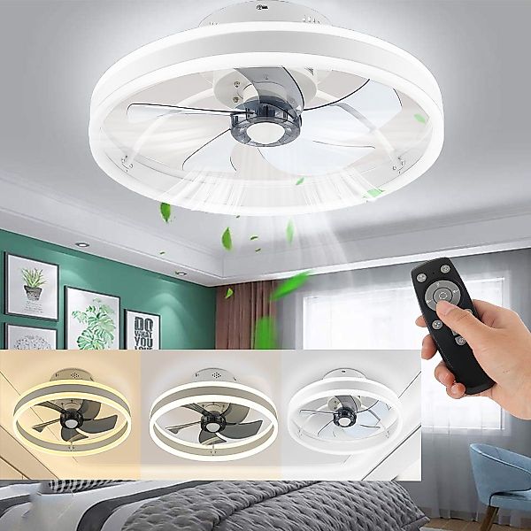 LETGOSPT Deckenleuchte Deckenventilator mit Lampe, 50W günstig online kaufen