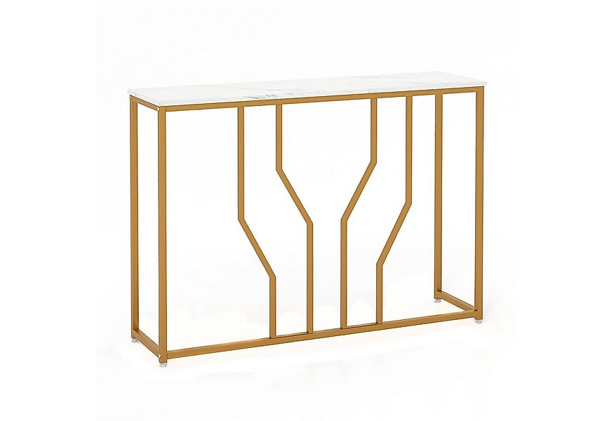 COSTWAY Konsolentisch, schmal Marmor, geometrisches Metallrahmen, 110cm, Go günstig online kaufen